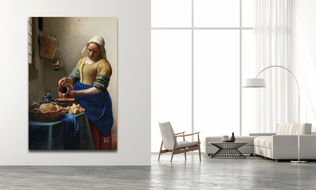 Het melkmeisje op plexiglas