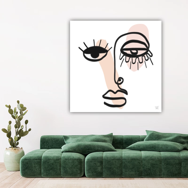 ToF Wanddecoratie vrouwengezicht met roze tinten - Afbeelding 2