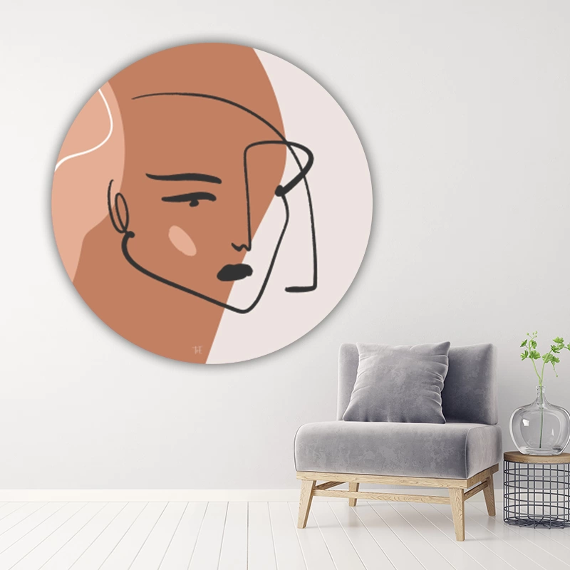 ToF Muurcirkel modern portret vrouw - Afbeelding 2
