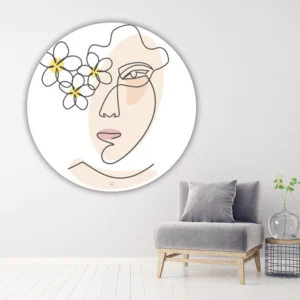 ToF Muurcirkel illustratie van vrouw met bloemen