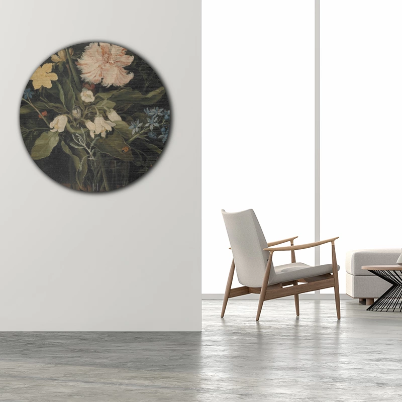 ToF Muurcirkel schilderij Stilleven met bloemen in een glas, Jan Bruegehel (II)