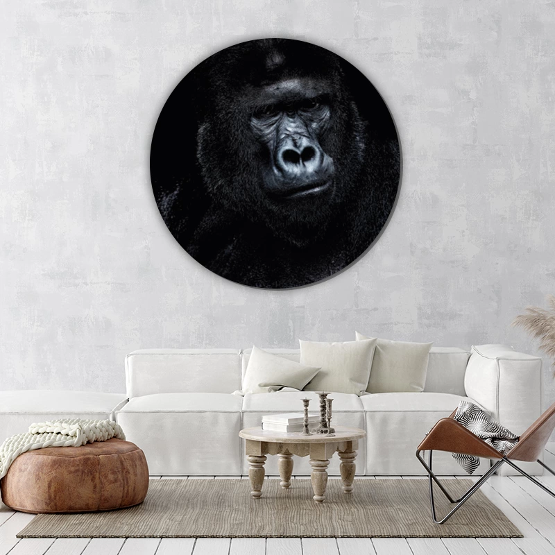 ToF Behangcirkel dieren zilverrug gorilla zwart-wit - Afbeelding 2