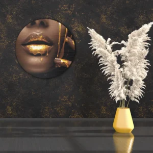 ToF Muurcirkel vrouw gouden lippen
