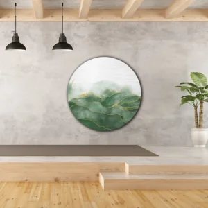 ToF Muurcirkel natuur groen aquarel met gouden aderen