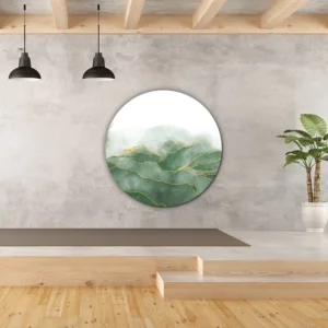ToF Behangcirkel natuur groen aquarel met gouden aderen