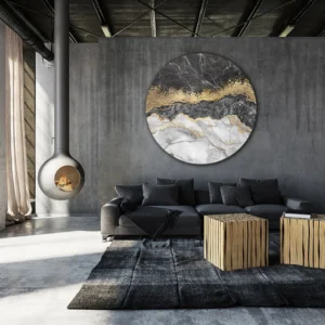 ToF Muurcirkel natuur creatieve textuur van marmer en bladgoud
