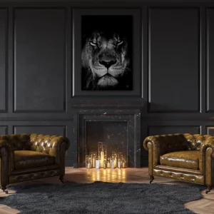 ToF Wanddecoratie dier portret Afrikaanse leeuw zwart-wit