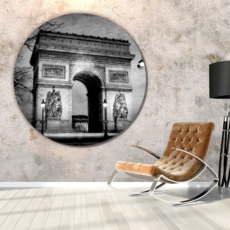 ToF Muurcirkel stad Parijs, Arc de Triomphe zwart-wit - Afbeelding 2