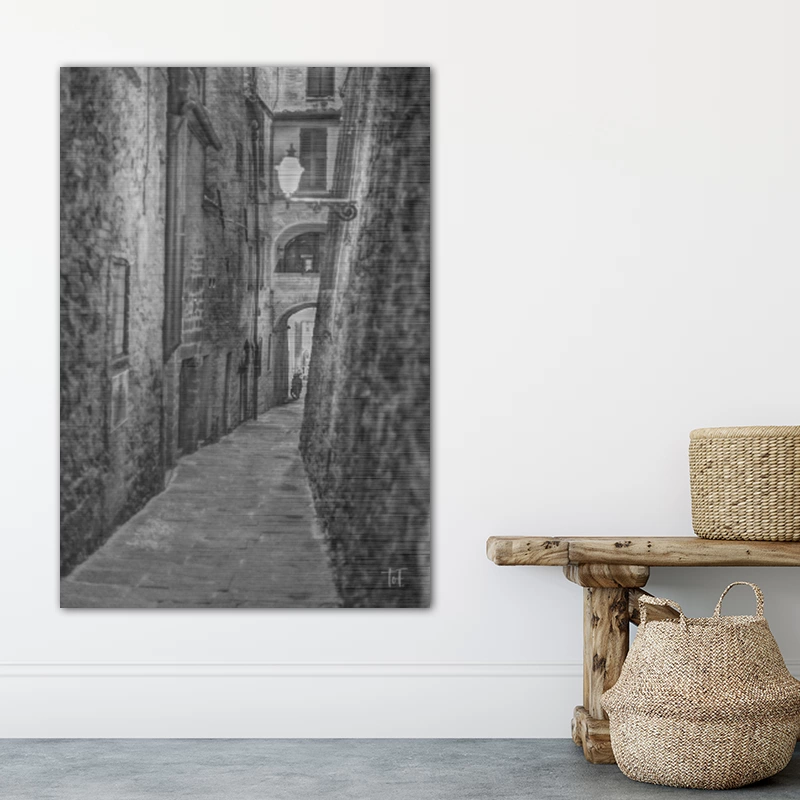 ToF Wanddecoratie steden oud steegje in Toscane zwart-wit - Afbeelding 2