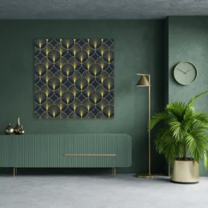 ToF Wanddecoratie kunst gouden patronen op donkerblauwe achtergrond