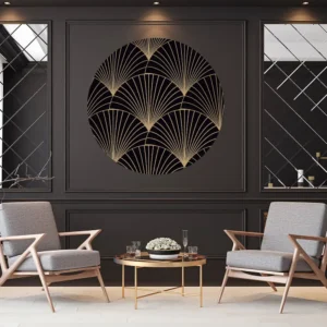 ToF Behangcirkel kunst schelpen in zwart en goud