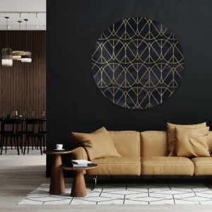 ToF Muurcirkel kunst gouden patroon met donkere achtergrond