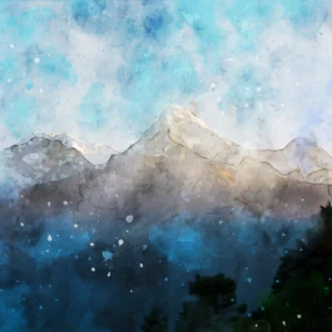 ToF Behang bergen getekend met blauwe lucht