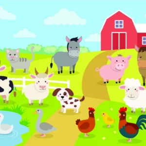 ToF Behang boerderij met diverse dieren
