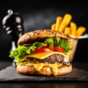 ToF Behang eten burger close-up