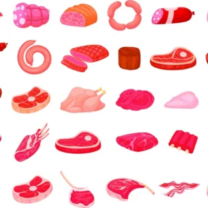 ToF Behang eten en drinken rauw vlees getekend