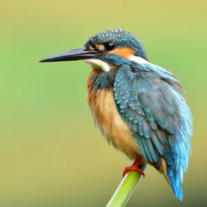 ToF Behang ijsvogel blauw met oranje gekleurd zitten op tak