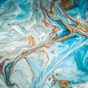 ToF Fotobehang natuur gouden en turkoois marmer