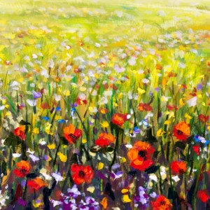 ToF Behang bloemen wild geverfd