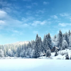 ToF Behang winter dennenbomen vol sneeuw