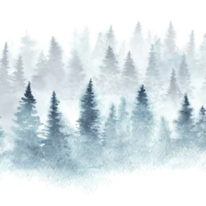 ToF Behang winter dennebomen met sneeuw getekend