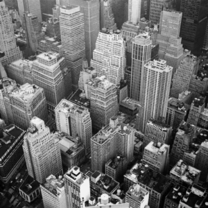 ToF Behang zwart-wit bovenaanzicht wolkenkrabbers New York