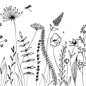ToF Behang bloemen diverse soorten in zwart-wit