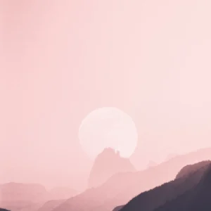 ToF Fotobehang bergen met roze lucht
