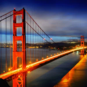 ToF Fotobehang brug rood Golden Gate verlicht