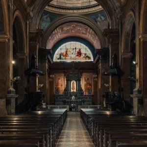 ToF Fotobehang gebouwen kerk met glasramen in lood