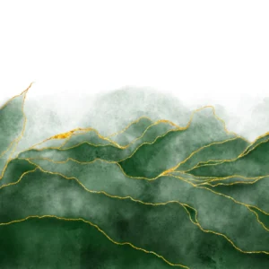 ToF Behang natuur groen aquarel met gouden aderen