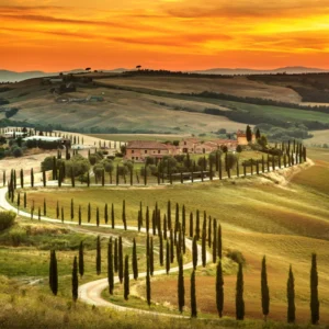 ToF Fotobehang Italiaans landschap Toscane, Italië