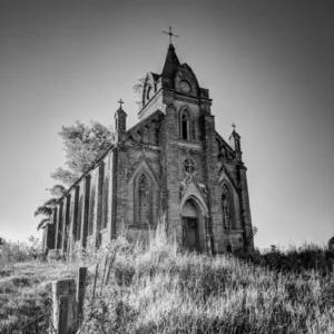 ToF Fotobehang oude gebouwen kathedraal zwart-wit