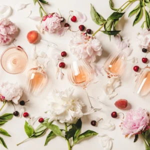 ToF Behang eten en drinken bloemen met wijnglazen
