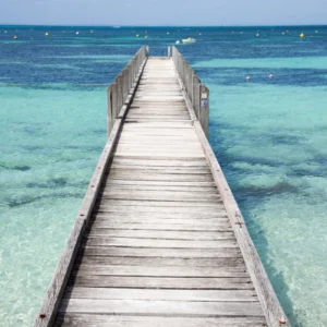ToF Fotobehang zee blauw met pier