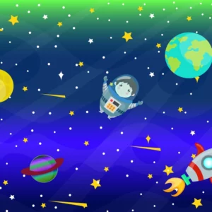 ToF Behang astronaut in de ruimte met planeten