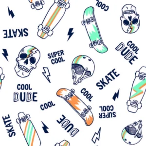 ToF Behang sport getekende skateboards in wit