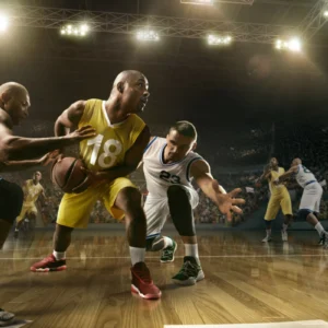 ToF Behang sport basketballers in gevecht om de bal