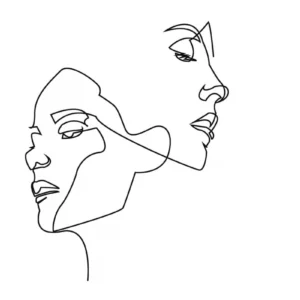 ToF Behang kunst doorlopende lijn tekening van set gezichten