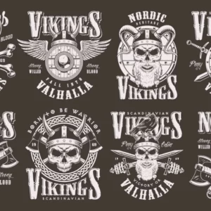 ToF Behang mensen meerdere viking logo's