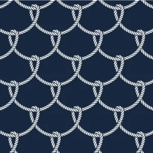 ToF Behang donkerblauw met witte touwen
