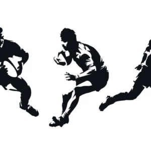 ToF Behang sport silhouetten van rugbyspelers in zwart-wit