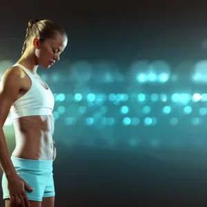 ToF Behang sport fitness vrouw staande tegen kleur achtergrond