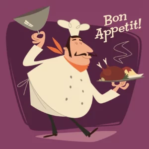 ToF Behang retro leuke chef serveert het gerecht