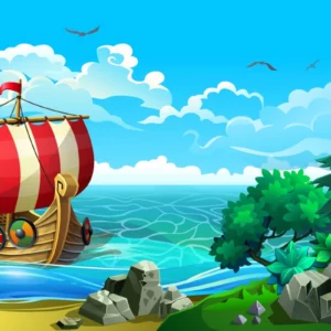 ToF Behang mensen tekening Viking boot