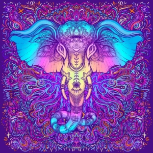 ToF Behang bohemian prachtige handgetekende olifant in tribale stijl
