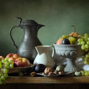 ToF Behang schilderij stilleven met appels en druiven