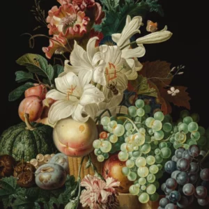 ToF Behang schilderij stilleven lelie en druif
