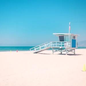 ToF Behang strand met badmeester hut
