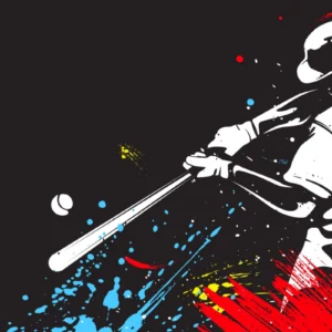 ToF Behang sport honkbalspeler slaat bal weg